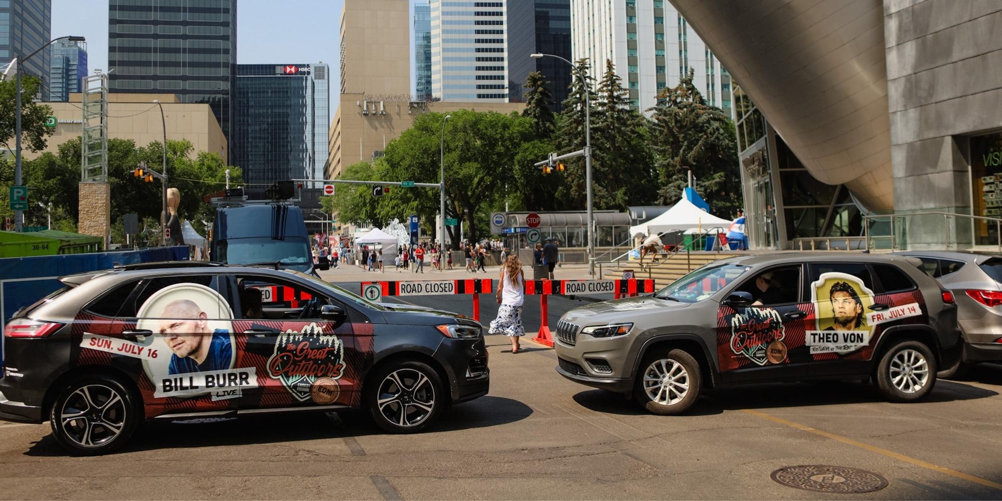 Bill Burr and Theo Von branded vehicles